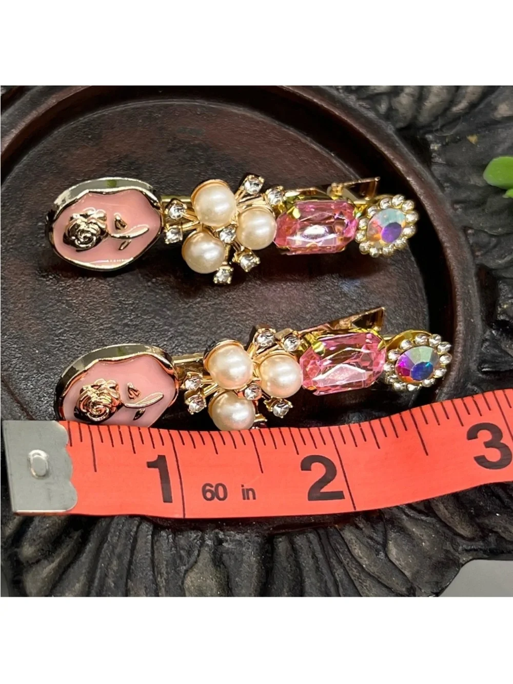 Pink Pearl & Crystal Decorative Hair Clips - Elegant FINAL PRICE DROP